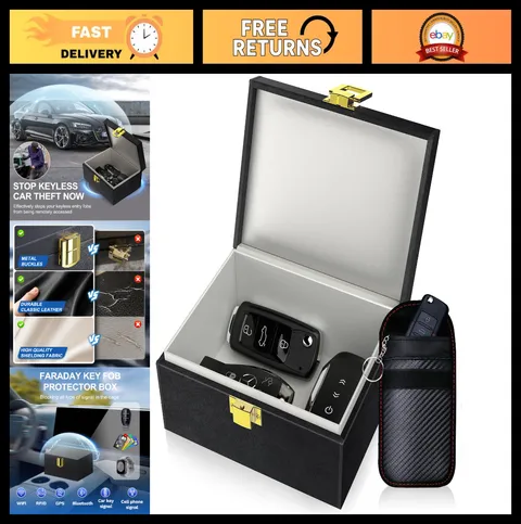 Faraday Box & Bags Set for Car Keys - Signal Blocking Keyless Entry Safe, Anti-T