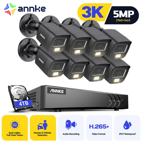 ANNKE 8CH DVR 5MP Audio Security Camera System Full Color Night Human Detection