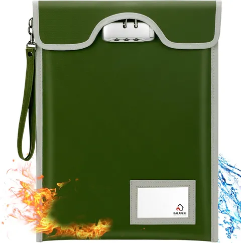 Document Safe Bag with Lock (5200℉), 15”x 11”Travel Document Holder, Fireproof Z