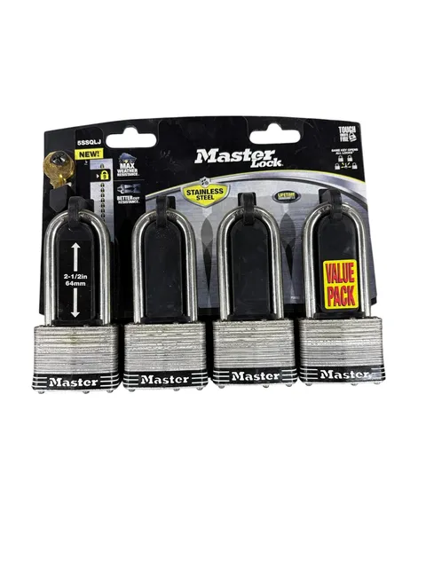 Master Lock, 236794, 2 in., Stainless Steel, Laminated Padlock, Pack of 4