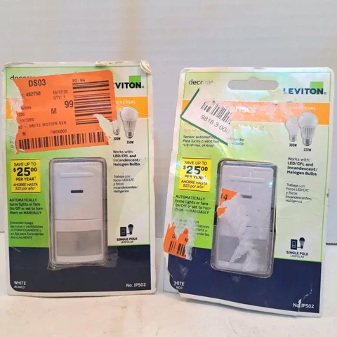 Leviton Decora IPS02-1LW Motion Sensor Auto-On/Off Light Switch White LOT OF 2