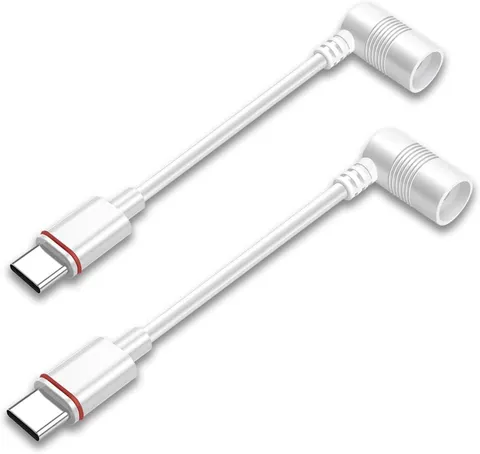 2PCS Barrel Plug USB C Adapter for Ring Solar Panel to Security Camera, White