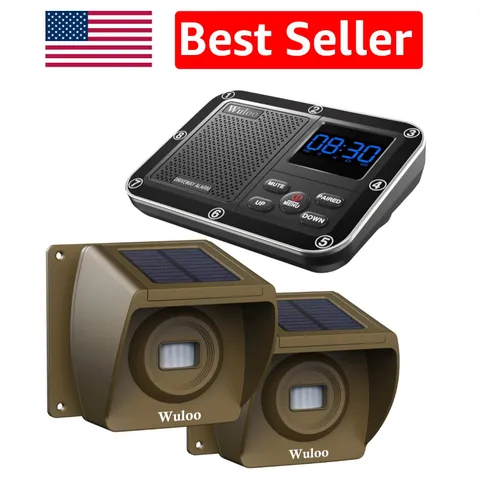 Weatherproof Solar Driveway Alert System with Wireless 1800ft Range & 2 Sensors