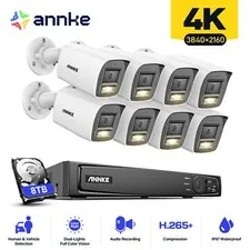 ANNKE 12MP 8CH NVR 4K Color Night POE Security IP Camera System Audio Recording 