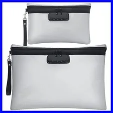 2 Pcs Fireproof Waterproof Money Pouch with Lock - Secure Document Storage