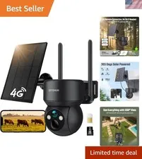 4G LTE Outdoor Security Camera | 2K Color Night Vision, 360° PTZ & Solar Powered