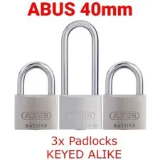 ABUS 40mm Triple Padlock Set keyed alike TITALIUM 40mm  AU SELLER FAST DISPATCH