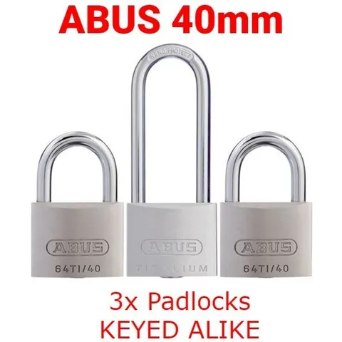 ABUS 40mm Triple Padlock Set keyed alike TITALIUM 40mm  AU SELLER FAST DISPATCH