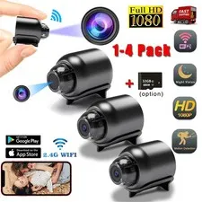1-4 x mini Camera with Wireless Wi Fi Audio and Video for Car and House Security