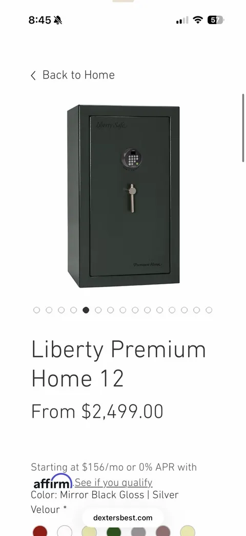 Liberty Safe Premium Home 12 Medium Steel Home Safe, Gloss Black, 2Hr Fire UL
