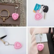 Personal Safety Alarm with LED Light Heart Shape Self Defense Keychain Unisex