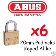  Padlocks KEYED ALIKE ABUS 20mm  x6  BULK LOT High quality