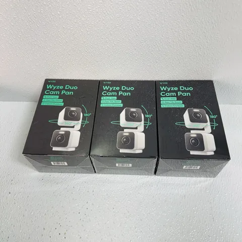 3 PACK - Wyze Duo Cam Pan Wired Dual Pan Tilt Color Night Vision Camera Sealed