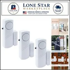 Easy-Mount 90dB Door Window Security Alarm - 3 Pack for Home and Office