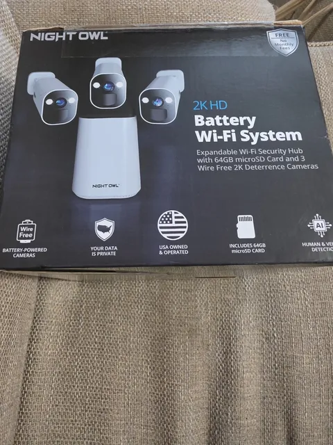 (New)Night Owl 2K 64GB Hub Recorder Security System w/ 3 Battery Solar 📷 