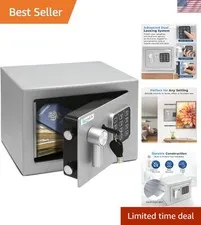 Heavy Duty 9.1 x 6.7' Electronic Safe Box | Digital Touch Pad Lockbox with Co...