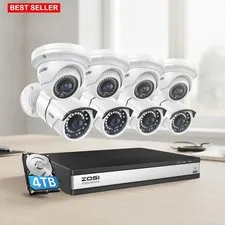 Security Camera System 16CH 4K PoE Wired Metal Cameras  Night Vision