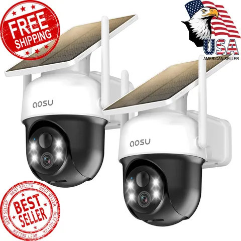 aosu Solar Camera 2 Pack Wireless Outdoor 2K