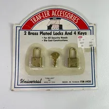 Vintage Brass Plated Padlocks Mini Diary Briefcase Luggage Lock Set 2pcs TAIWAN