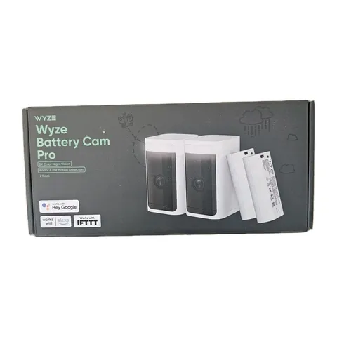 Wyze Battery Cam Pro 2 Pack WYZECOP-RB2PK Wireless 2k HD Color Night Spotlight