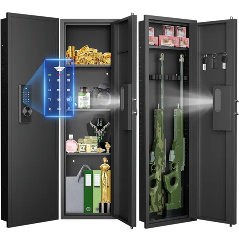 53" Digital Hidden Wall Safe Between Studs Wall, Gun Safe for Rifles with Alarm