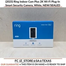 (2025) Ring Indoor Cam Plus 2K Wi-Fi Plug-In Smart Security Camera, White, NEW