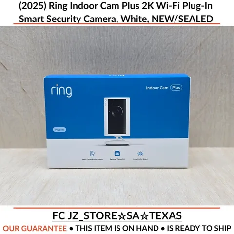 (2025) Ring Indoor Cam Plus 2K Wi-Fi Plug-In Smart Security Camera, White, NEW