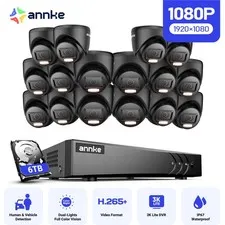 ANNKE 16CH 5MP Lite DVR 1080P CCTV Security Camera System AI Color Night Vison