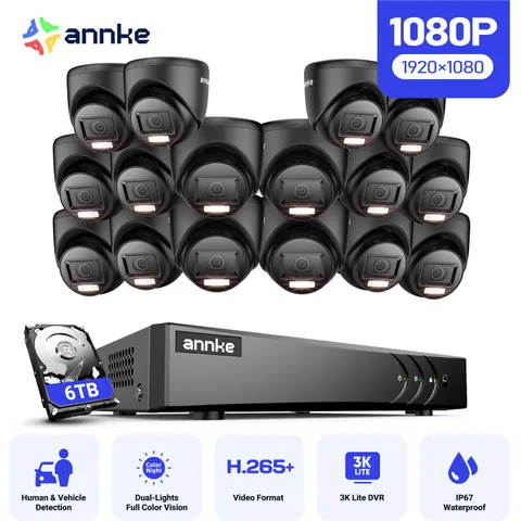 ANNKE 16CH 5MP Lite DVR 1080P CCTV Security Camera System AI Color Night Vison