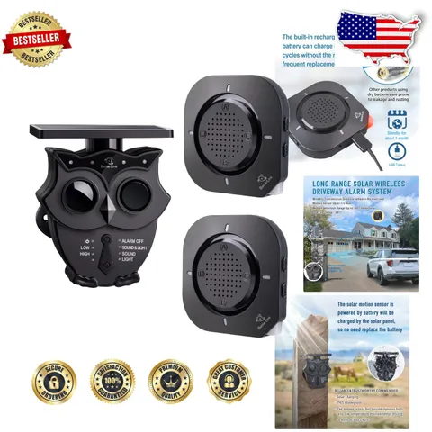 Wireless Outdoor Motion Detector Solar Powered Long Range Security Alert