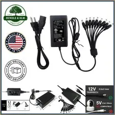 9-Way Power Splitter Cable with 12V 5A Adapter for Security Camera Systems
