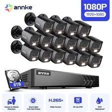 ANNKE 16CH 5MP Lite DVR 1080P CCTV Security Camera System AI Color Night Vision