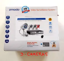 Zmodo 8 Channel 960H Standalone DVR Video Surveillance System W/ 3 CAMERAS *READ
