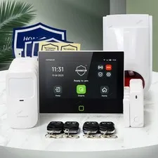 HOMSECUR Newest Model 7'' Touchscreen Alarm System 19pcs, 120dB Flash Siren+PIR