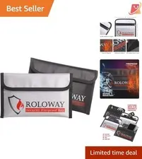 Small Fireproof Bag 5x8in Non-itchy Waterproof Money Passport Key Tote 2-Pack