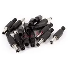100pcs DC 5.5x2.1mm Power Cable Male Plug 14mm Shaft Connector Adaptor Plastic
