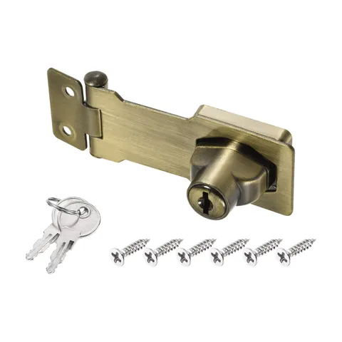 3Inch Keyed Hasp Locks Twist Knob Locking Keyed Different, Bronze
