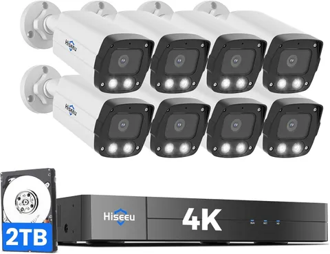 8MP PoE Security Camera System 8Pcs 2TB HDD Hiseeu