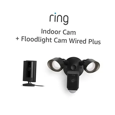 Floodlight Cam Wired Plus with All-new  Indoor Cam Device Only Black