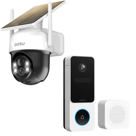 AOSU Solar Camera Security Outdoor - 100% Wire-Free Cameras...