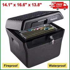 SentrySafe Gray Waterproof Fireproof Safe Lock Box with Key Lock & Carry Handles