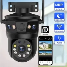 Three Lens WIFI IP Camera Outdoor 6K PTZ CCTV Video Security Cam Night Vision US