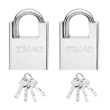 2Pcs High Security Steel Shrouded Padlock with Key, Silver(1-9/16 Inch)