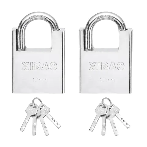 2Pcs High Security Steel Shrouded Padlock with Key, Silver(1-9/16 Inch)