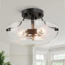 KSANA Semi Flush Mount Ceiling Lights, 3 Light Black