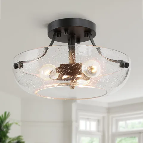 KSANA Semi Flush Mount Ceiling Lights, 3 Light Black