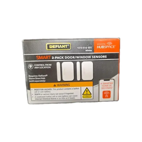 Defiant Home Security 2 Pack Door/Window Sensors  Hubspace Alarm (1583) New