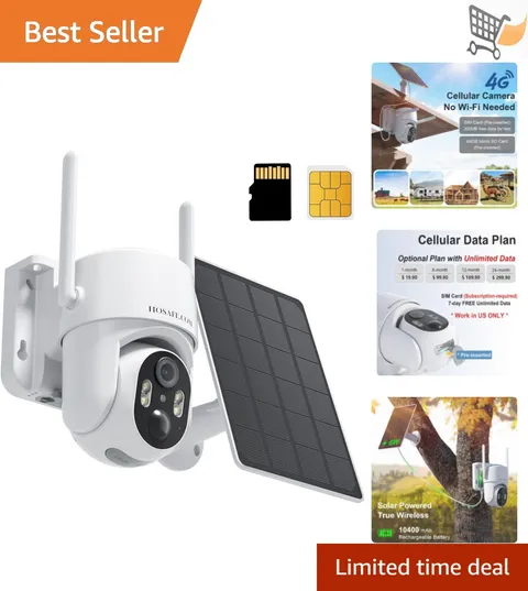 Cellular Security Camera 4G LTE Solar Wireless Night Vision PTZ Outdoor