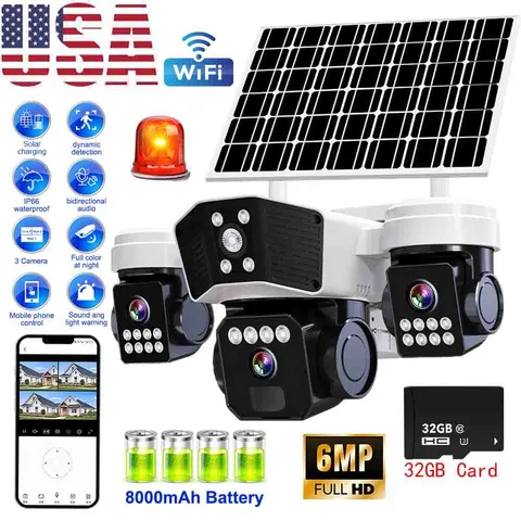 Solar Battery Powered WiFi Outdoor Security Camera Wireless  Pan Tilt Home NEW
