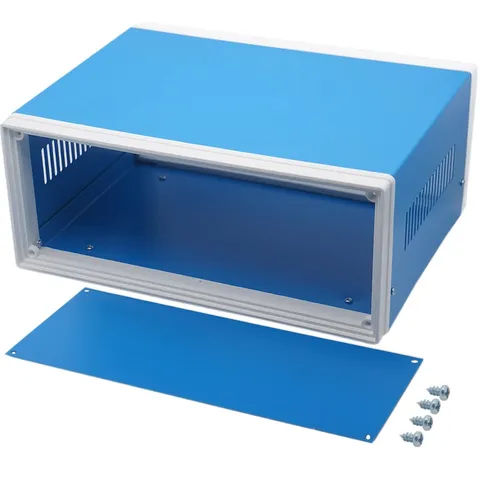 Zulkit Electronic Enclosures Blue Metal Enclosure 12.6" x 10.6" x 4.7", 